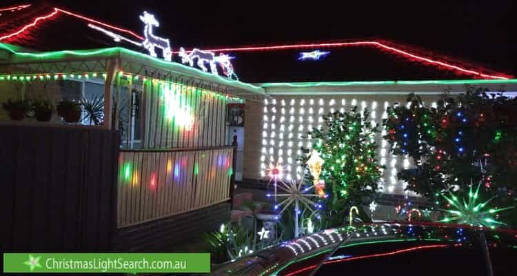 Christmas Light display at 5 Hampshire Crescent, Valley View