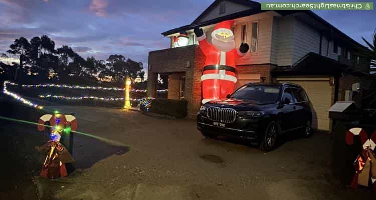 Christmas Light display at 12 Lovely Meadows Court, Rosebud