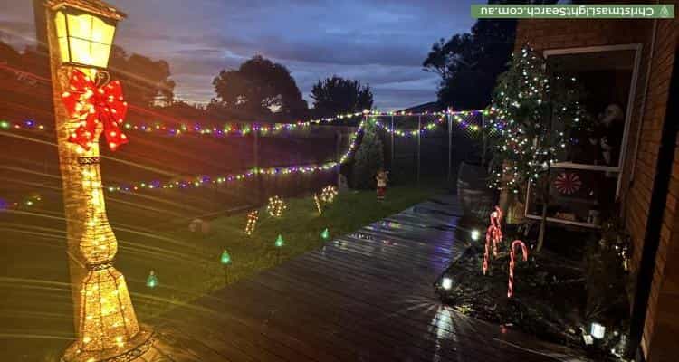 Christmas Light display at 12 Lovely Meadows Court, Rosebud