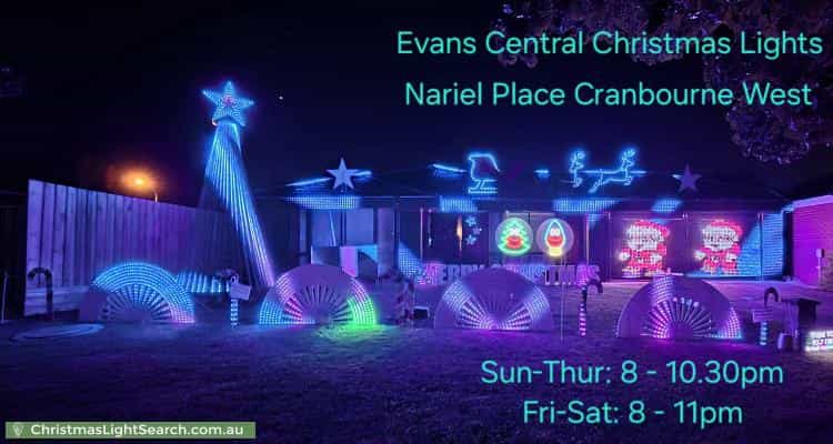 Christmas Light display at 12 Nariel Place, Cranbourne West